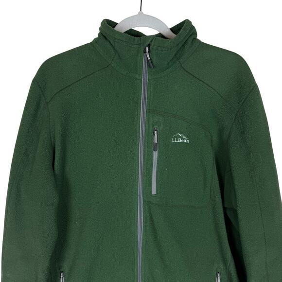 L.L.Bean Sweatshirt Mens Large Green Slightly Fitted Fleece Full Zip Mock Neck - Picture 3 of 10